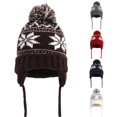 thumbnail image 1 of Xijirk Kids Winter Knit Hat with Pom Pom and Ear Flaps for Cold Weather and Outdoor Play,One Size, 1 of 3