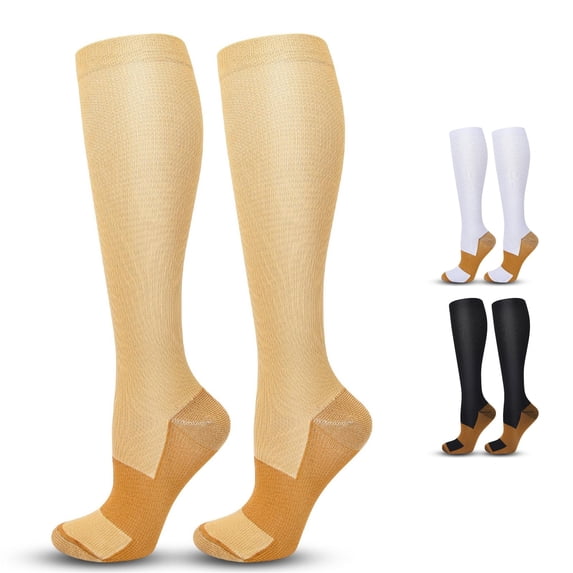 Xijirk Knee High Compression Socks Contrast Heel Toe Sport Socks Size:L