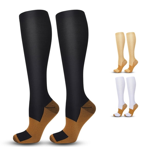 Xijirk Knee High Compression Socks Contrast Heel Toe Sport Socks Size:S