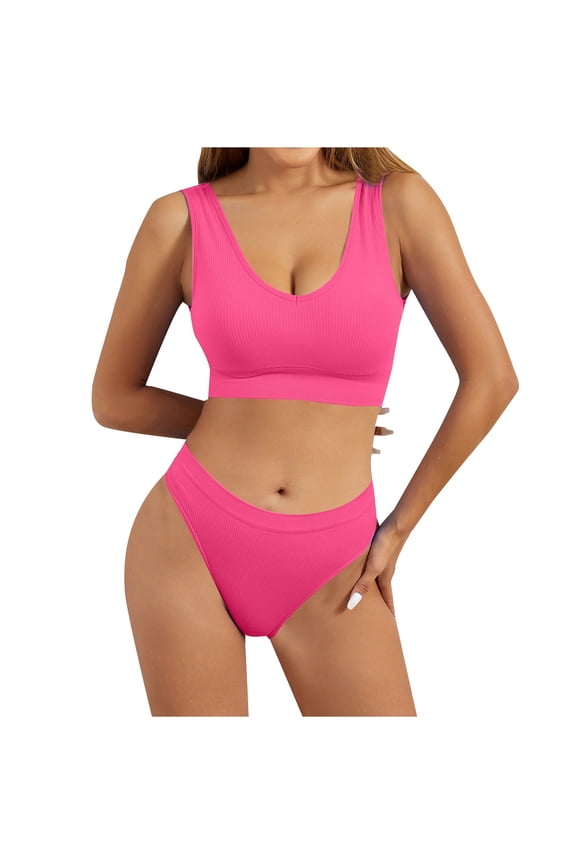 Lingerie Sets for Women,Sports Set Women Gathering Shockproof U Back Tank Top for Support and Coverage Fashion Activewear Set for Fitness and Lounge,Lingerie Sets,Hot Pink,L