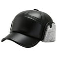 thumbnail image 1 of Xijirk Mens Imitation Leather Hat with Ear Cover Thick Warm Headwear for Driving Daily Outdoor Winter Wear,Grey,One Size, 1 of 5