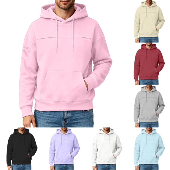 Xijirk Mens Pet Pouch Hoodie with Diagonal Zipper Pet Carrier Pocket for Small Dogs Cats Daily Walks Casual Outdoor Cold Weather Activities,Pink,M