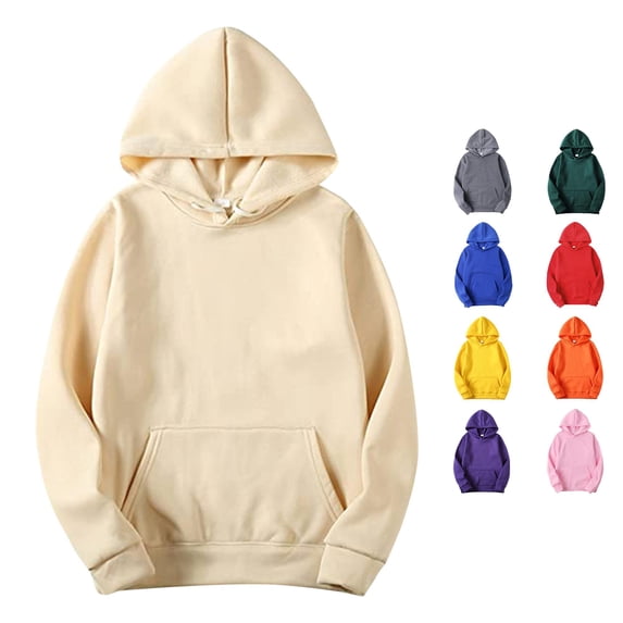 Xijirk Mens Pullover Hoodie Long Sleeve with Kangaroo Pocket Casual Loose Fit Sweatshirt for Daily Outdoor Autumn Winter Wear,Beige,XL
