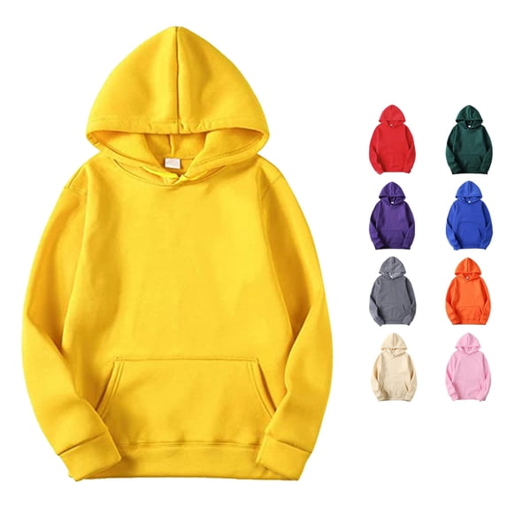 Xijirk Mens Pullover Hoodie Long Sleeve with Kangaroo Pocket Casual Loose Fit Sweatshirt for Daily Outdoor Autumn Winter Wear,Yellow,M