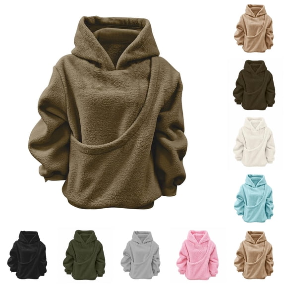 Xijirk Mens Sherpa Pet Pouch Hoodie with Diagonal Zipper Pet Carrier Pocket for Small Dogs Cats Daily Walks Cold Weather Outdoor Activities,Bronze,3XL