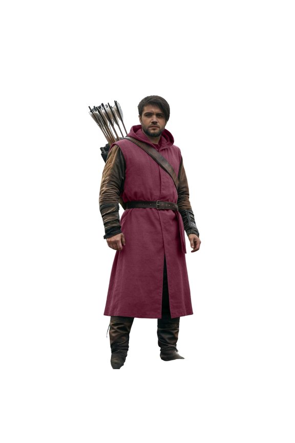 Mens Shirts,Hooded Sleeveless Surcoat Tabard Tunic Tops Casual Layering Cloak Style Soft Comfortable Vest Piece,Shirts for Men,Wine,S