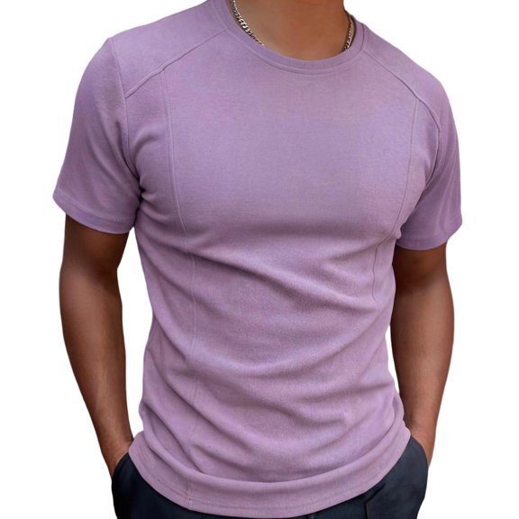Xijirk Mens Shirts,Long Sleeve Raglan Contrast Baseball Style T Shirt Casual Breathable Comfort Fit Top for Spring Fall Season,Shirts for Men,Purple,M