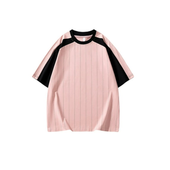 Xijirk Mens Shirts,Raglan Sleeve Color Block Striped Short Sleeve T Shirt Casual Athletic Fit Comfortable Breathable Tee,Shirts for Men,Pink,M