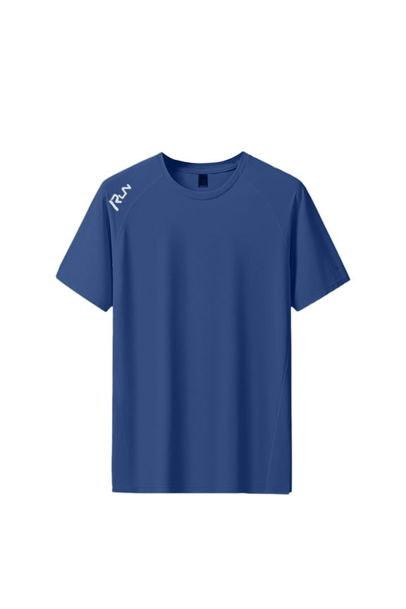 Mens Shirts,Reflective Print Quick Dry Ice Silk Short Sleeve T Shirt for Sports Casual Everyday Soft Athletic Wear,Shirts for Men,Dark Blue,5XL