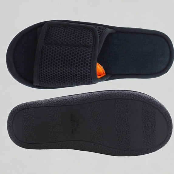 Xijirk Mens Slippers Adjustable Hook & Loop Open Toe Slide Slippers Soft Sole Machine Washable Indoor Outdoor Shoes,13-14