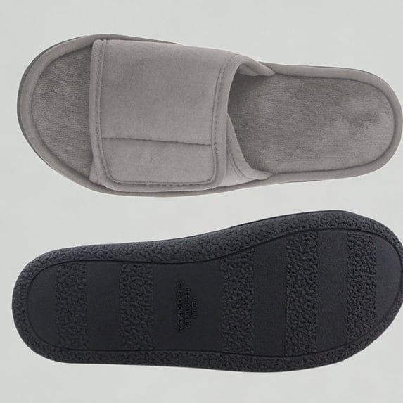 Xijirk Mens Slippers Adjustable Hook & Loop Open Toe Slide Slippers Soft Sole Machine Washable Indoor Outdoor Shoes,7-8