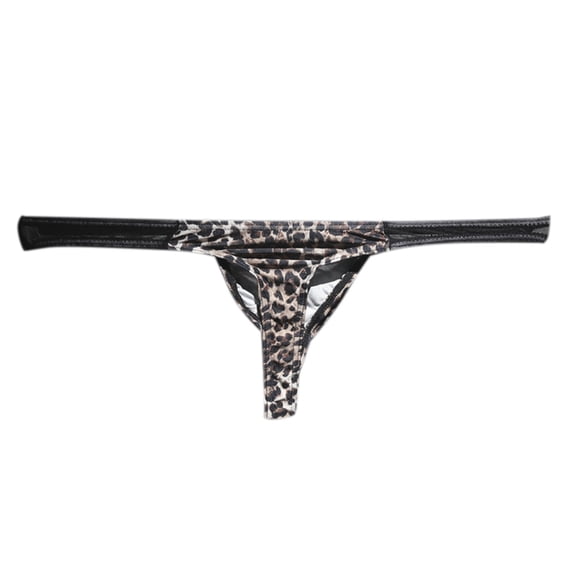 Xijirk Mens Underwear,Thong Underwear Leopard Print Low Rise Printed Fun Adult Style Breathable Fabric Pouch Daily Wear,Men's Underwear,Black,XL