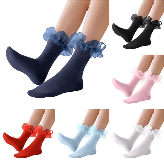 Xijirk Mesh Ruffle Crew Socks Sheer Frilly Ankle Socks Size:One Size