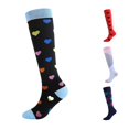 thumbnail image 1 of Xijirk Multicolor Heart Print Knee High Socks Color Block Toe Novelty Calf Socks Cute Casual Socks for Women Daily Outfits ,L, 1 of 4