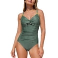 thumbnail image 1 of Xijirk One Piece Swimsuit Women,High Waist Tight Fitting Shaped One Piece Swimsuit Full Backless Design Bathing Suit Swimwear for Beach Pool,Womens Swimsuits,Army Green,2XL, 1 of 4