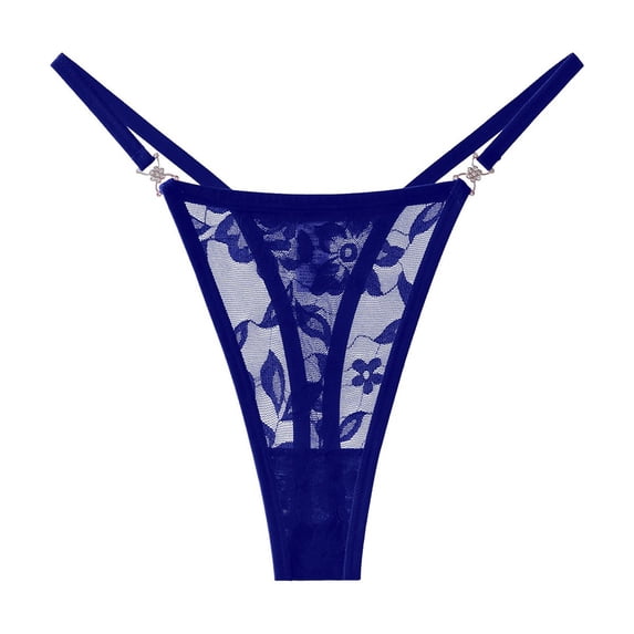 Xijirk Panties for Women,Low Rise Embroidered Floral Thong Panties Lace Detail Comfortable Breathable Soft Underwear for Daily Wear,Womens Underwear,Blue,L