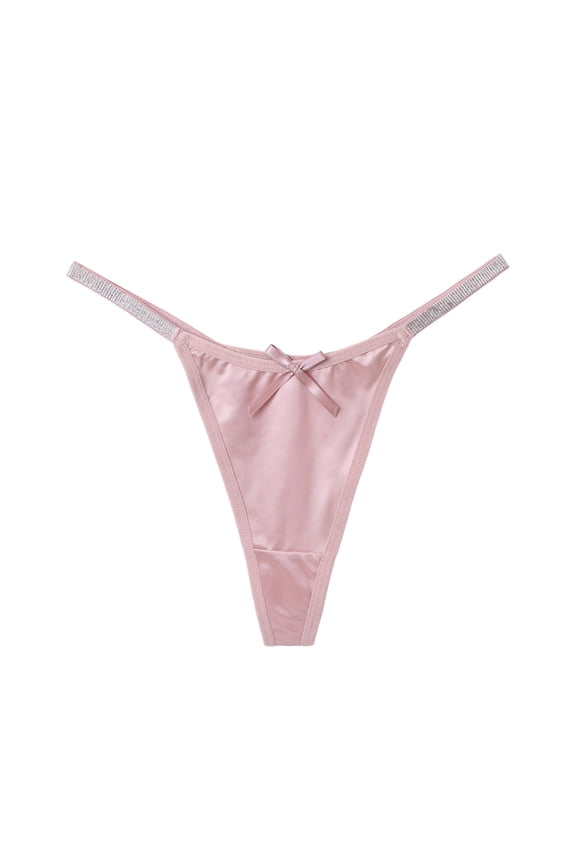 Panties for Women,Low Rise Thong Panties Glossy Sheer Lace Trim Comfortable Stretchy Soft Underwear for Daily Wear,Womens Underwear,Rose Gold,L