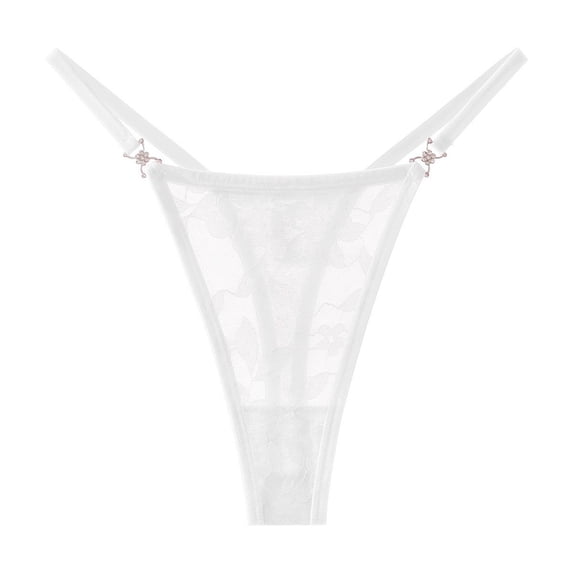 Xijirk Panties for Women Embroidered Floral Lace Thong Panties Low Rise Breathable Soft Underwear Panties for Daily Comfortable Wear,White,L