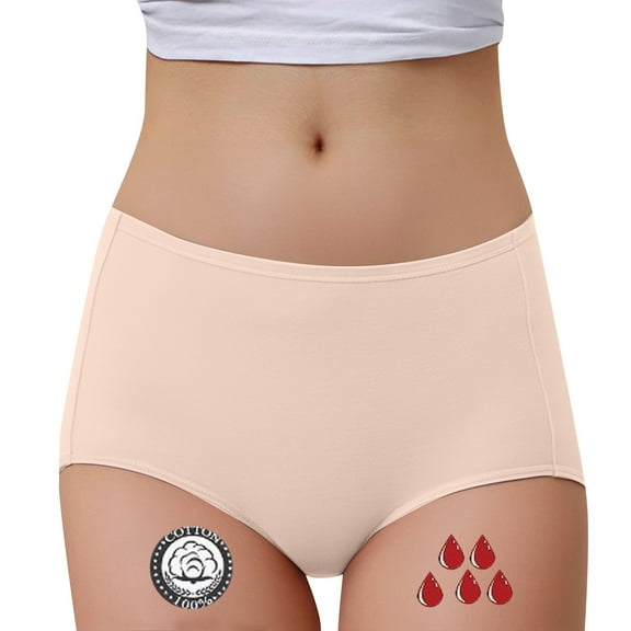 Xijirk Panties for Women,Leak Proof High Waist Menstrual Underwear Breathable Comfort for Period And Confidence,Womens Underwear,M,Beige