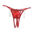 thumbnail image 1 of Xijirk Panties for Women Transparent Lace Low Waist T Back Panties Pearl Pendant Panties Underwear for Elegant and Detailed Wear,Red,One Size, 1 of 3