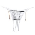 thumbnail image 1 of Xijirk Panties for Women Transparent Lace Low Waist T Back Panties Pearl Pendant Panties Underwear for Elegant and Detailed Wear,White,One Size, 1 of 3