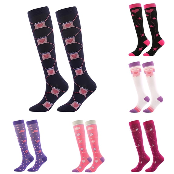 Xijirk Pink Heart Argyle Knee High Socks Women Dark Navy Knit Knee Length Socks Preppy Casual Fashion Size:L