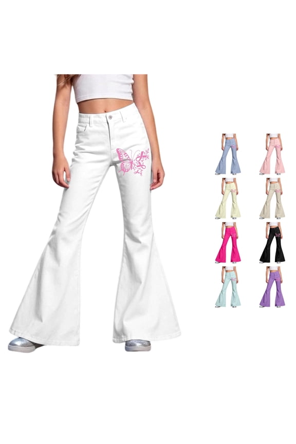 Xijirk Playful Girls Pants with Moon Print Design for Everyday Comfort and Playful Style, Kids Pants,5-6 Years