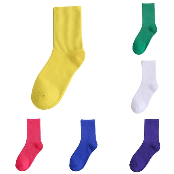 Xijirk Ribbed Crew Socks Solid Cotton Casual Everyday Socks Size:One Size