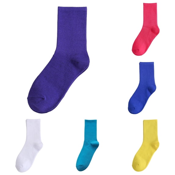 Xijirk Ribbed Crew Socks Solid Cotton Casual Everyday Socks Size:One Size