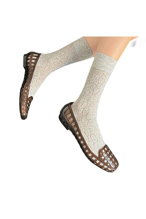 Sandals Women,Jelly Shoes Square Toe Slide Loafers Breathable Lightweight Design Footwear Womens Sandals for Outdoor Beach,Womens Sandals,Brown,7.5