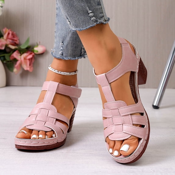 Xijirk Sandals Women,Strappy High Heel Sandals with Open Toe Platform Summer Fashion Shoes Adjustable Ankle Strap for Dressy Wear,,Pink,6