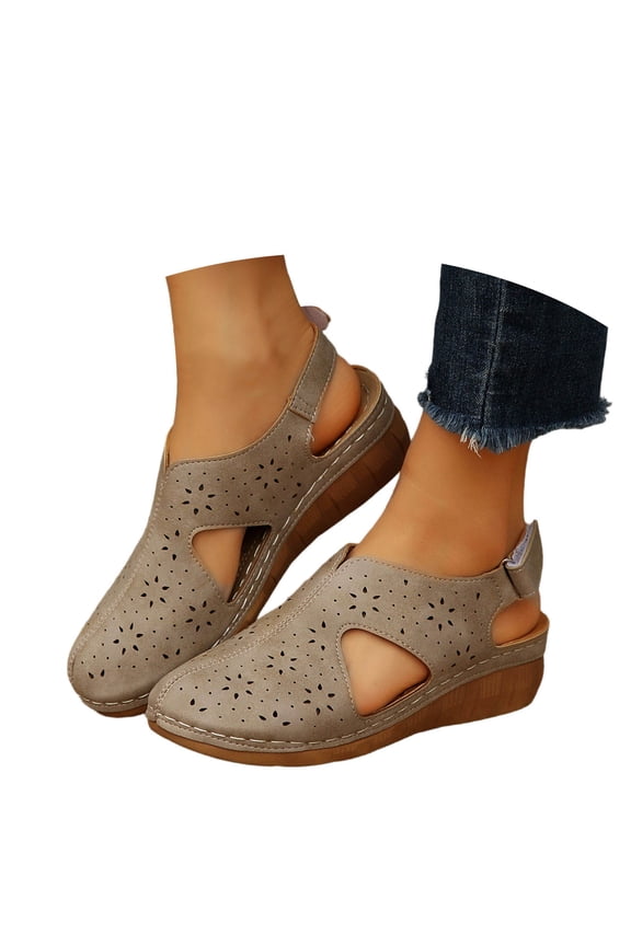 Sandals for Women On Design with Open Toe and Buckle Strap Comfort Sole for Beach Walking and Everyday Outings,Khaki,8