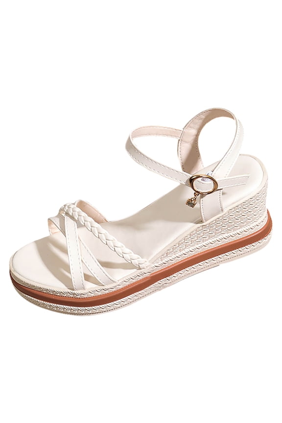 Sandals for Women Vintage Inspired Design with Bow Accent Platform Wedge Heel Casual Shoes for Retro Style Outings and Daily Wear,White,7