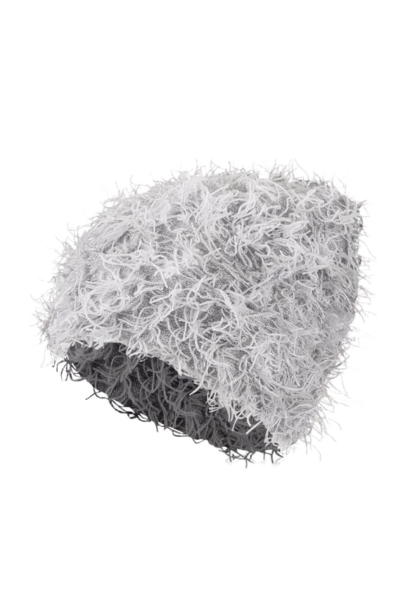 Xijirk Shaggy Frayed Textured Slouch Beanie with Breathable Mesh Base Stretchy Loose Oversized Head Wrap for Grunge Street Styling Daily Hair Care Spring Autumn Commute,Grey,One Size