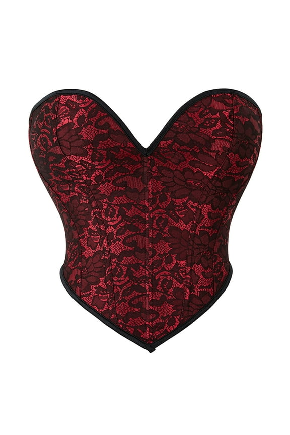 Shapewear for Women,Womens Bustier Shapewear Bodysuit Lace Accent Waist Shaping Design Push Up Support Lingerie Top for Curve Enhancement and Comfort,Red,M