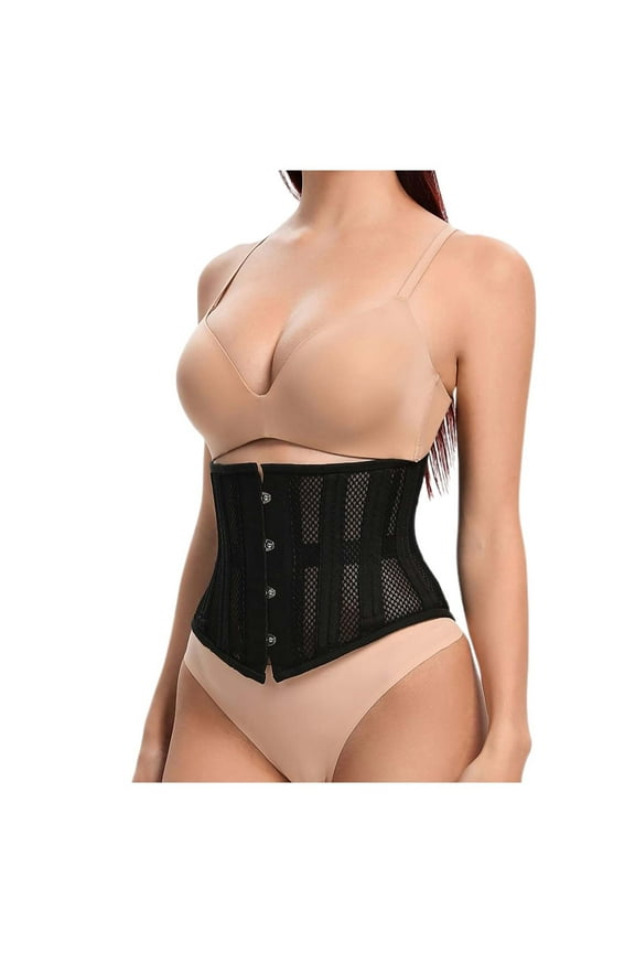 Shapewear for Women,Womens Waist Cincher Short Style Breathable Sheer Mesh Design Lightweight for Layering Corset for Everyday Wear and Comfort,Black,M