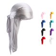 thumbnail image 1 of Xijirk Silky Satin Durag with Extra Long Tie Tails Elastic Seamless Head Wrap Hair Compression Headscarf for 360 Wave Styling Hop Daily Hair Care,Grey,One Size, 1 of 4