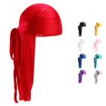 thumbnail image 1 of Xijirk Silky Satin Durag with Extra Long Tie Tails Elastic Seamless Head Wrap Hair Compression Headscarf for 360 Wave Styling Hop Daily Hair Care,Red,One Size, 1 of 4