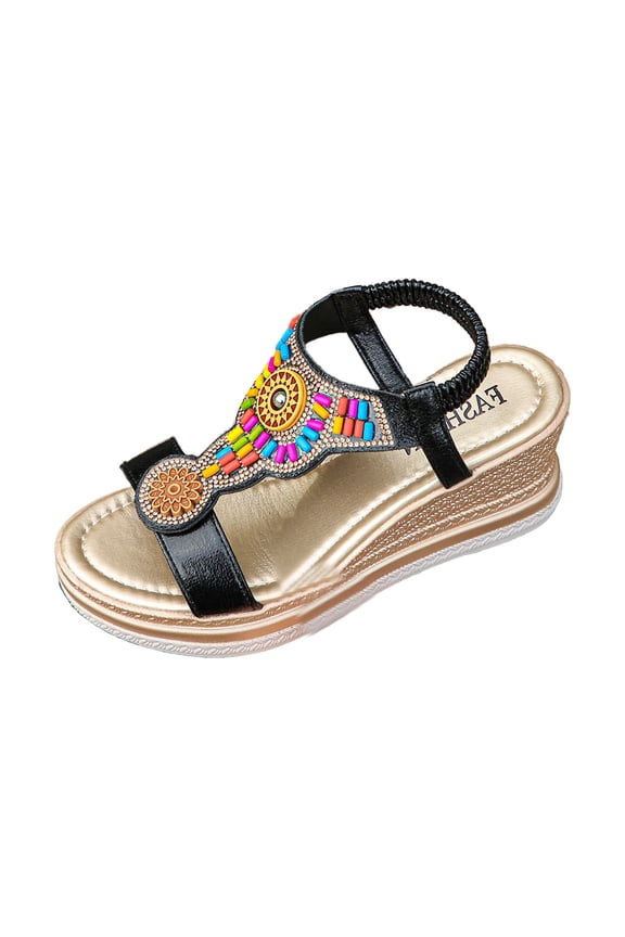 Slide Sandals for Women Lightweight Platform Heel Casual Comfort Shoes Easy On for Daily Outfits with Shorts Jeans or Pants,Black,6