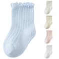 thumbnail image 1 of Xijirk Solid Baby Ruffle Mesh Crew Socks Breathable Thin Hollow Socks for Summer 1-3 Years, 1 of 4
