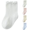 thumbnail image 1 of Xijirk Solid Baby Ruffle Mesh Crew Socks Breathable Thin Hollow Socks for Summer 3-5 Years, 1 of 4