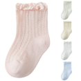 thumbnail image 1 of Xijirk Solid Baby Ruffle Mesh Crew Socks Breathable Thin Hollow Socks for Summer 3-5 Years, 1 of 4