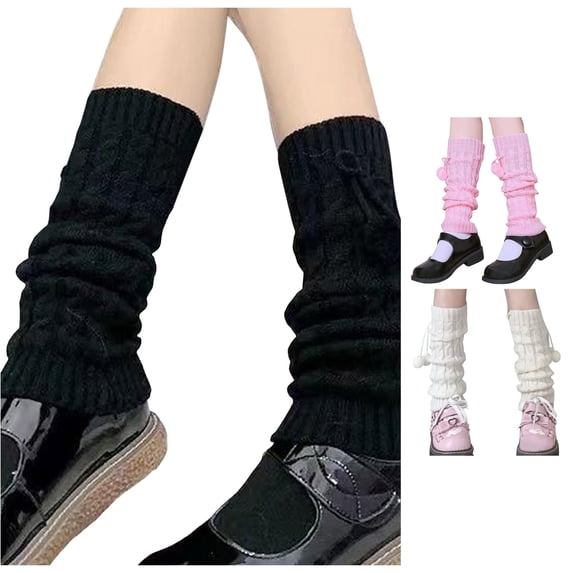 Xijirk Solid Cable Knit Bow Leg Warmers Slouchy Ribbed Fashion Boot Socks Size:One Size