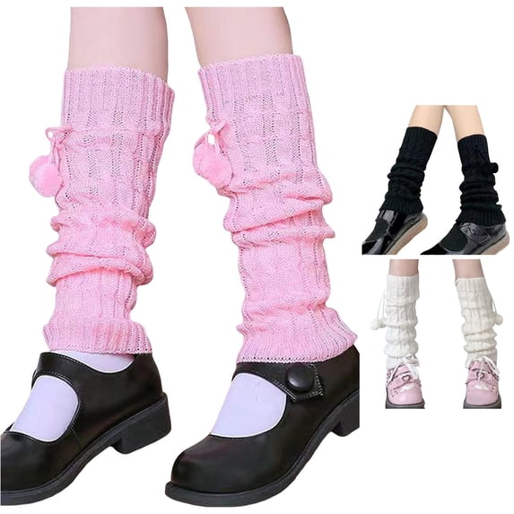 Xijirk Solid Cable Knit Bow Leg Warmers Slouchy Ribbed Fashion Boot Socks Size:One Size