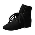 thumbnail image 1 of Xijirk Solid Canvas High Top Jazz Dance Shoes Lace Up Split Sole Flexible Anti Adult Kids Ballet Modern Dance Training Boots Black,6-7 Years, 1 of 7