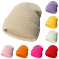 thumbnail image 1 of Xijirk Solid Knit Beanie, Classic Slouchy Turn Up Winter Hat, Unisex Basic Ribbed Knit Cold Weather Cap Size:3-24 Months, 1 of 3