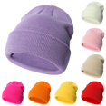 thumbnail image 1 of Xijirk Solid Knit Beanie, Classic Slouchy Turn Up Winter Hat, Unisex Basic Ribbed Knit Cold Weather Cap Size:3-24 Months, 1 of 3