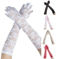 thumbnail image 1 of Xijirk Solid Extra Long Floral Lace Opera Gloves Sheer See Through Elbow Length Stretch Full Finger Wedding Bridal Prom Sun Protection Vintage formal Party Decorative Gloves White,One Size, 1 of 4