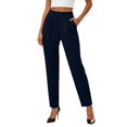 thumbnail image 1 of Xijirk Solid High Waist Pleated Cropped Tapered Dress Pants with Side Pockets for Women office Casual Daily Wear Size:2XL, 1 of 6