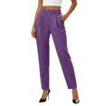 thumbnail image 1 of Xijirk Solid High Waist Pleated Cropped Tapered Dress Pants with Side Pockets for Women office Casual Daily Wear Size:M, 1 of 6